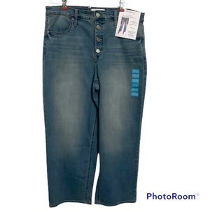 NWT Skinnygirl High Rise Button Front Cropped Jean Rambler Wash - Size 31 / 12